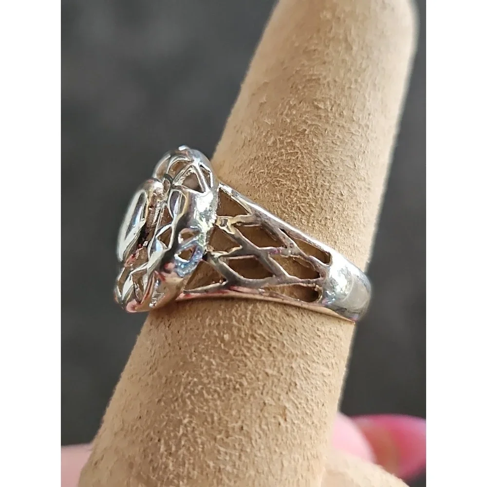 Sterling Silver Filigree Dome Ring Vintage‎ Boho Open Work Ornate Size 7.5